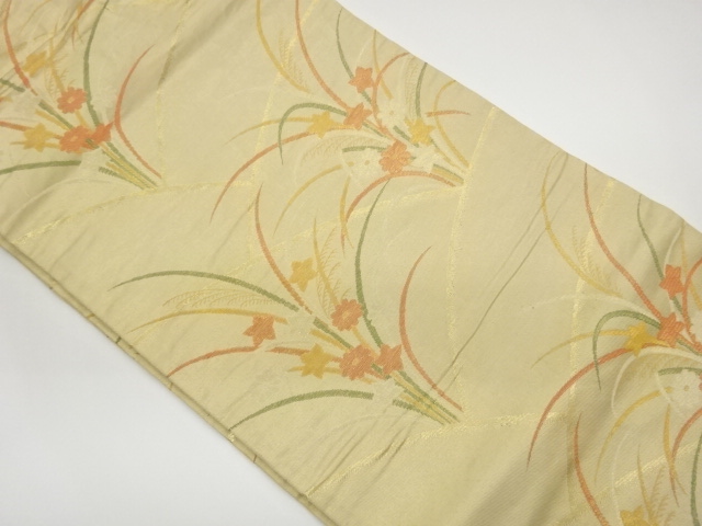 JAPANESE NAGOYA OBI / WOVEN AUTUMN FLOWERS